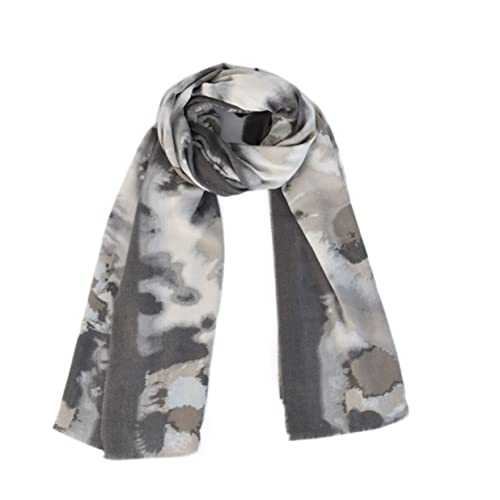 Écharpe d'hiver style rétro imprimé encre grand châle chaud pour femme