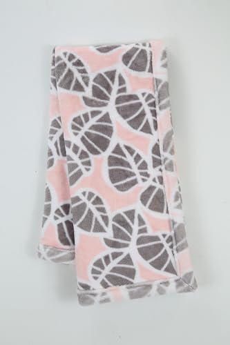 Image of Lambs & Ivy Calypso Pink /Gray Koala Leaf Print Luxury Coral Fleece Baby Blanket