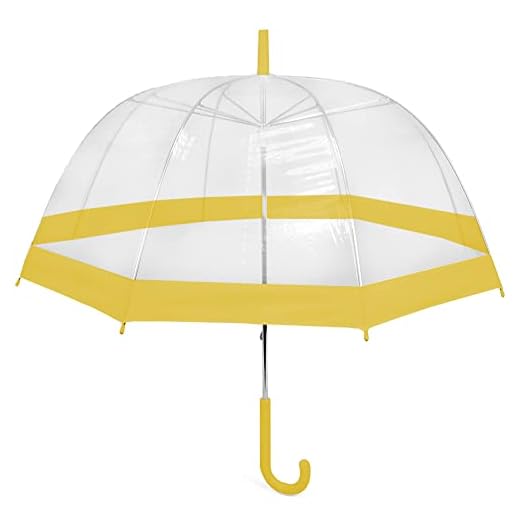 Parquet Clear Bubble Umbrella with Windproof Dome - Transparent Umbrella for Adults - Yellow