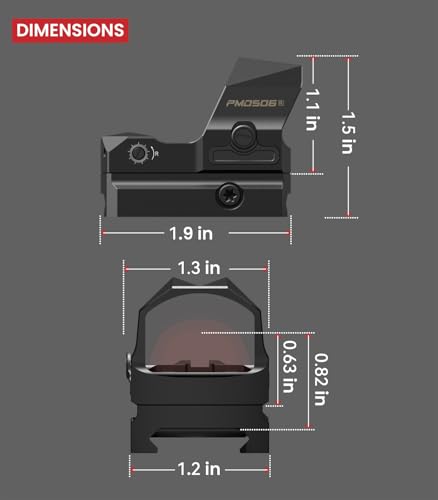 VOTATU PMD506-R 2 MOA Dot 64 MOA Circle Red Dot Sight with Doctor Cut, Multiple Reticle Reflex Sight for Pistol, Picatinny Mount Included - image 9