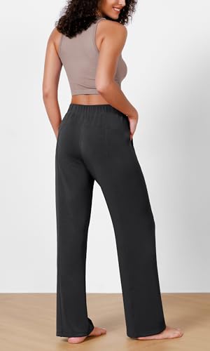 ODODOS Women's Modal Soft Wide Leg Pants Elastic High Waist Casual Lounge Relaxed Pants with Pockets - 27"/ 29" / 31" Inseam4