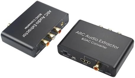 192KHz DAC Converter HDMI ARC Adapter, HDMI ARC Audio Extractor Support Digital HDMI Audio to Analog Stereo Audio RCA L/R Coaxial SPDIF & 3.5mm Jack ARC Audio Adapter for TV