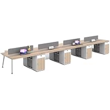 Dedicated Office Cubicle Seating, Minimalist Modern Multi-Person partition Desk and Chair Set for Employees and Computer desks.Eight-Person Table,55.1in