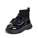 Girls Cute Bow Princess Shoes, Fashion Dress School Booties Platform Chunky High Heel Casual Boots Black