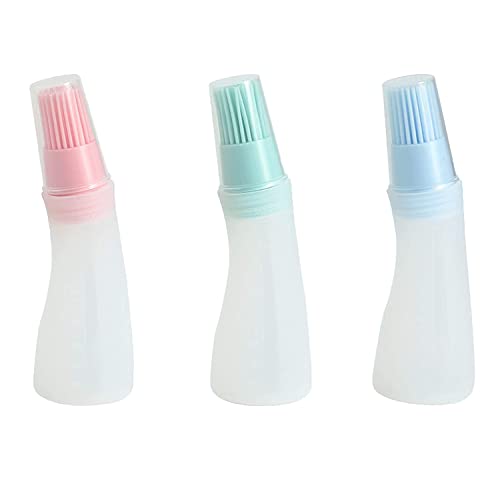 3PCS Botella de Silicona con Brocha,Soft Bottle and Brush,Botella de Aceite de Silicona con Cepillo de Basting,Cepillo de Botella de Aceite Resistente al Calor,para Engrase de Barbacoa,horneado Cover