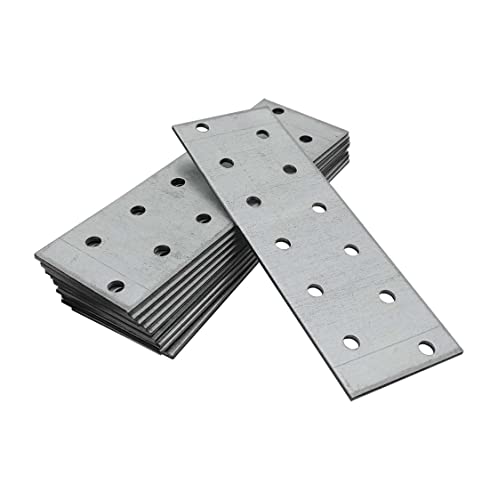 OMIDEAS 10 x Placas Perforadas (120 x 40 x 2) Placas de Unión Planas de Acero Placa de montaje Soporte de fijación Galvanizado