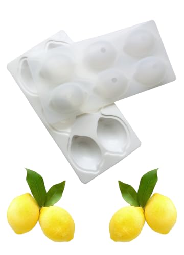 Biliant Lot de 6 moules en silicone 3D citron, fruits pour brownies, moules à brownies, moule à citron, moule en silicone, pour muffins, cupcakes, pudding,...