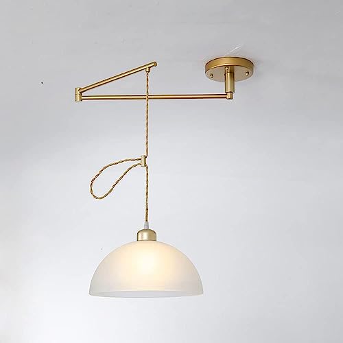 Lampe suspendue bras réglable en verre E27 pour salon