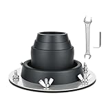 Rzspher Ofenrohr Durchführung Zelt 45-100mm, Edelstahl Basis Hot Tent Stove Jack aus Hitzebeständigem Silikon Tent Rohrmanschette Dachdurchführung für Campingkocher Zeltofen, Schwarz