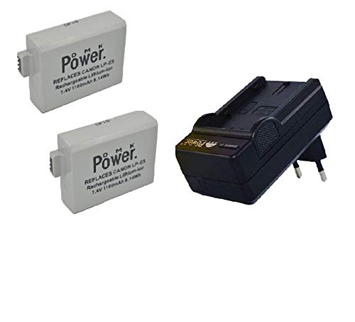 2 x DMK Power LP-E5 Battery,1 x DMK LP-E5 Charger Compatible with Canon EOS Rebel XS, Rebel T1i, Rebel XSi, 1000D, 500D, 450D, Kiss X3, Kiss X2, Kiss F, LC-E5