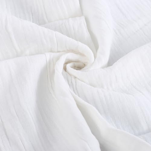 Image of FINGERCRAFT Cloth Napkins Set of 8, 20x20 Inch, Soft Cotton Muslin Dinner Napkins with Lace Edge, Reusable Washable Table Napkins for Wedding, Party, Dining & Home Decor (Off-White)