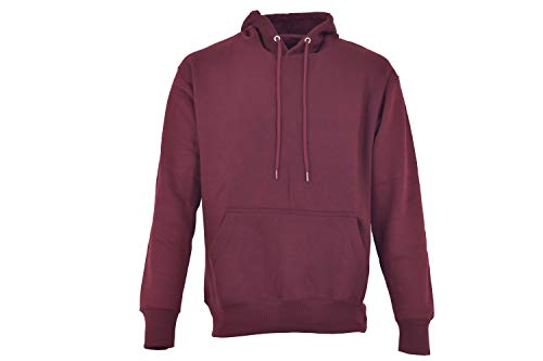 Men's plain coloured pullover hoodie (burgundy, l)