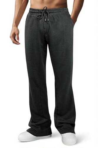 GINGTTO Men's Sweatpants Open Bottom with Pockets Stacked Flared Track Pants