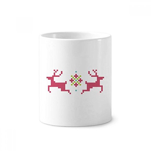 Cadeau Noël cerf neige pixel tasse céramique blanche 350ml originale