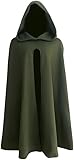 JPXH Renaissance Hooded Cape Witch Cloak with Hood Medieval Halloween Costume-Green