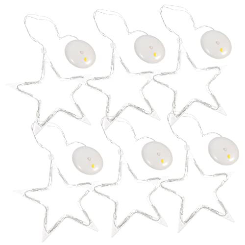 TIDTALEO 6 St Dekorativa Sugkoppsljus Batteridriven Julstjärna Led Julstjärna För Fönster Lyser Upp Stjärnan till Jul Led Fönsterljus Jul Sugkopp Koppartråd Inomhus- Fönsterdekoration