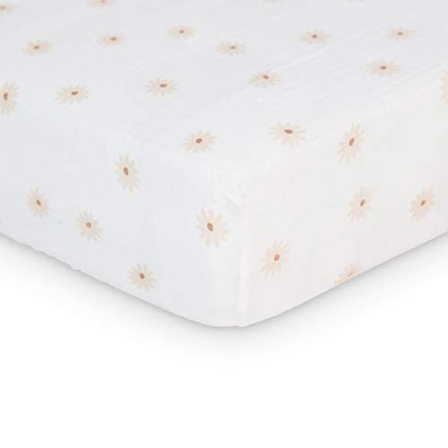 Image of Lulujo Muslin Crib Sheets - Fitted Crib Mattress Sheets for Boys and Girls - 28"x 52", 1 Pack (Daisies)