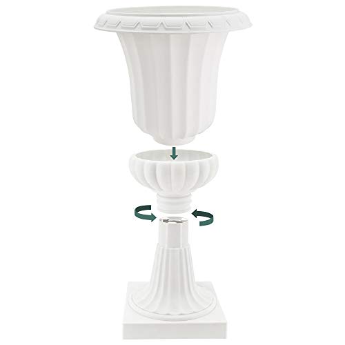 Arcadia Garden Products PL51WT-2 Deluxe Plastic Urn (Pack of 2), White, 16\"x27\"