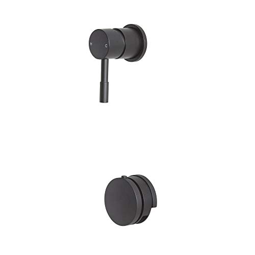 Milano Nero Manual Mixer Valve Overflow Bath Filler Tap Pop Up Click Clack Waste - Black