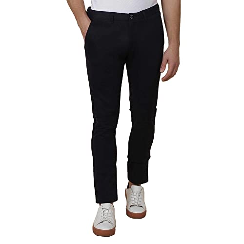 Image of blackberrys Solid Cotton Stretch Super Slim Fit Mens Trousers (S22975N1IS22FMN-P)