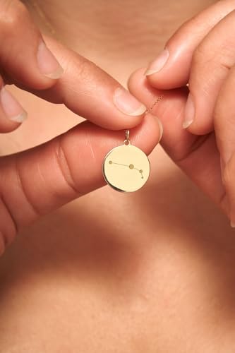 Collier chaîne câble 45,7 cm et pendentif pièce gravée constellation Bélier LKBEADS 24 mm - 3