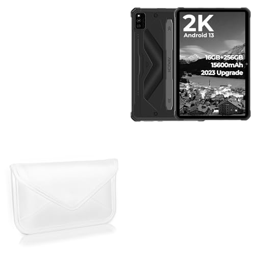 BoxWave Case Compatible with Hotwav R6 Ultra 2023 (10.4 in) - Elite Leather Messenger Pouch, Synthetic Leather Cover Case Envelope Design - Ivory White