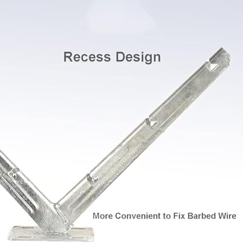 4 Pack Galvanized V-Brackets for Razor Wire, Barb Wire Extension, Concertina Fence Support, Durable Hot-Dip Coated Garden Security Solutions
