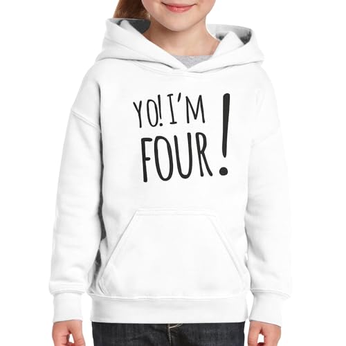 Sweat à capuche enfant Yo I'm Four haut de gamme pour anniversaire 4 ans