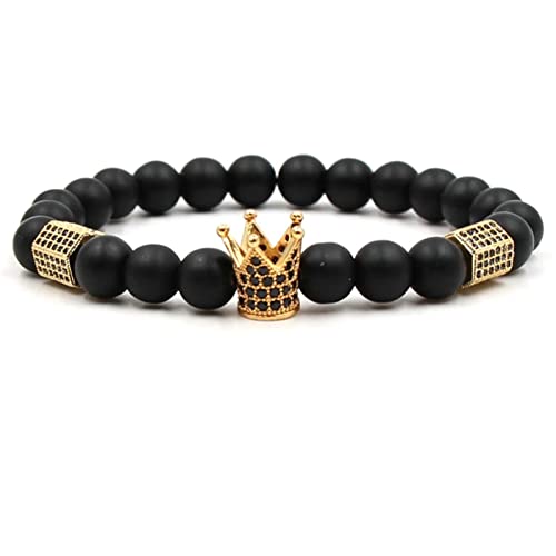 Bracelets élastiques pour femmes 19cm, bracelet de perles noires couronne
