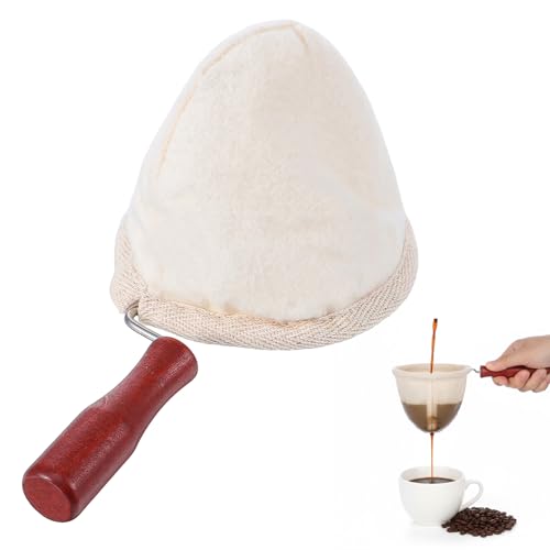 Cloth Coffee Filter Flannel Coffee Bag Strainer with Wooden Handle for Caf Lover Home Office Use