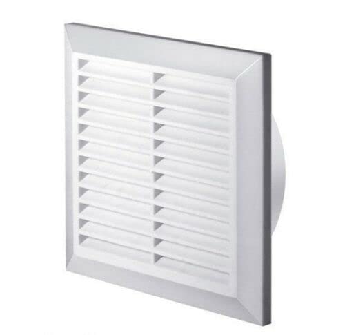 Prostko Ltd White Air Vent Grille - 170Mm X 170Mm - With 125Mm Flange And Fly Screen - Duct Cover.
