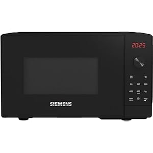 Siemens FF023LMB2 iQ300 Mikrowelle, 44 x 26 cm, 800 Watt, Drehteller 27 cm, Türanschlag links, cookControl7 Automatikprogramme, Favoritentaste, Schwarz, 20 L