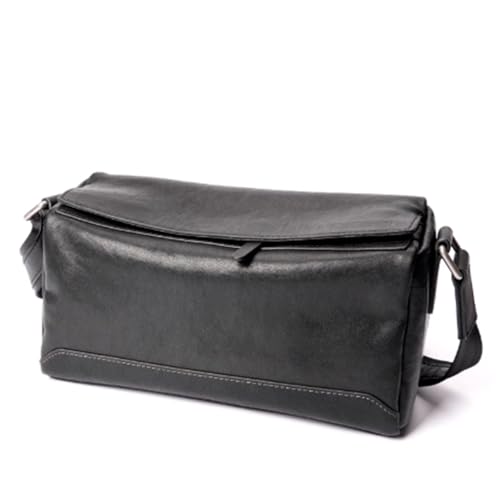 Rectangle Crossbody Messenger Bag, Leather, Business Sport Travel Multifunctional Shoulder Bag, Waterproof, for Men