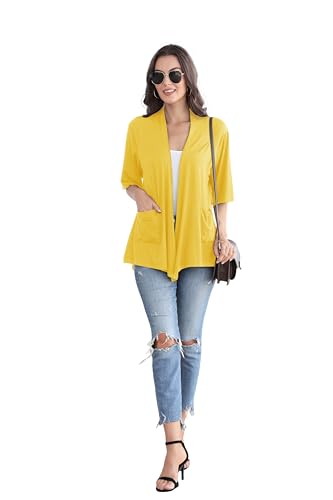 Image of ADANIKI Women 2026 Summer Lightweight Cardigan, Short Sleeve Open Front Casual Trendy Womens Kimono Cover Up with Pocket