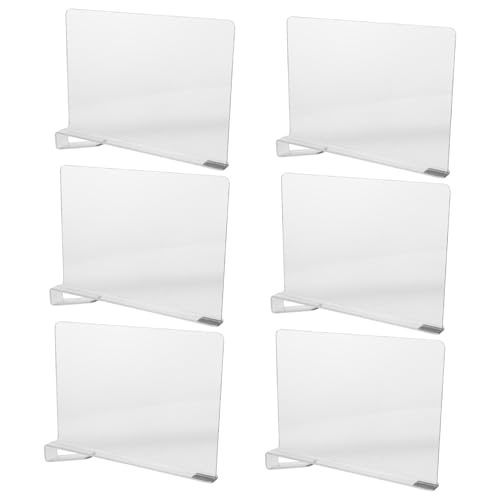 Cabilock 6pcs Clear Adjustable Acrylic Shelf Dividers for Closet Organization Versatile Space Separators for Clothes Handbags Home Storage Optimization Easy No Tool Installation