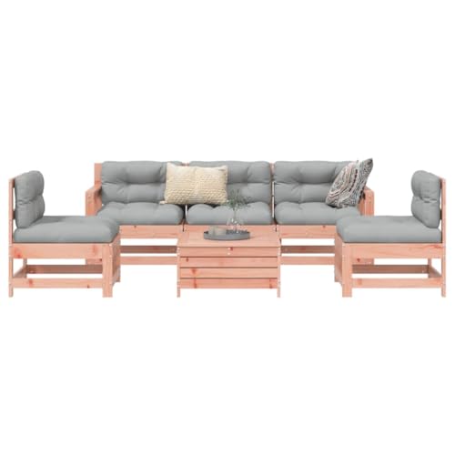 qohoio Juego de sofás de jardín 6 pzas Muebles Exterior Conjunto Jardin Exterior Sofas Exteriores de Jardin Madera Maciza de Abeto Douglas - 3250746