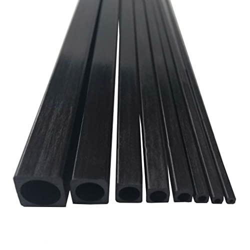 CKSEKD 4pcs Carbon Fiber Square Tube, Length 1000mm OD 2mm 2.5 3 4 5 6 8 10mm Outer Square Inner Circular Tube For RC Model DIY Accessories (Color : 2x2x1mm)