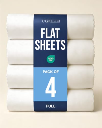 Full Size Flat Sheet - Pack of 4 Top Flat Bed Sheet Only - Off White