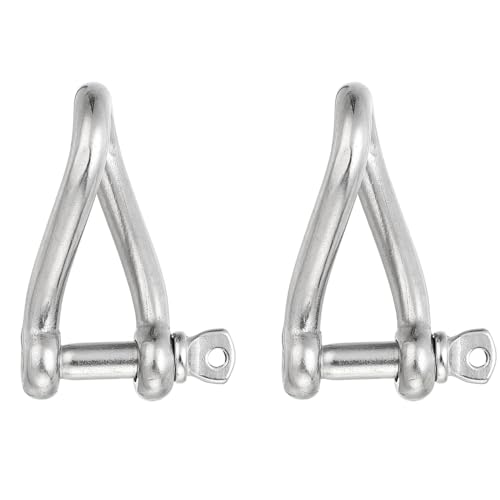 4pcs Stainless Steel Screw Pin Shackle, 12mm/0.47in Pin Diameter Marine Shackle for Sailing, 580kg/1278lb Max. Load Capacity, Silver (Models B)