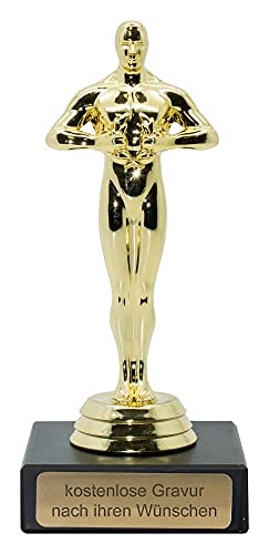 Deitert Siegerfigur inkl. Gravur mit Ihrem Wunschtext - Größe: 14 5 cm - das Geschenk für Männer und Frauen - personalisierte Trophäe im Filmpreis-Award Look