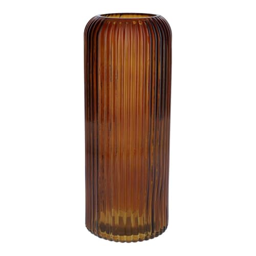 Jarrón Decorativo INNA-GLAS ALBURGIS con estrías, Cristal, Naranja-marrón-Transparente, 25 cm, Ø 10 cm - Jarrón para Flores