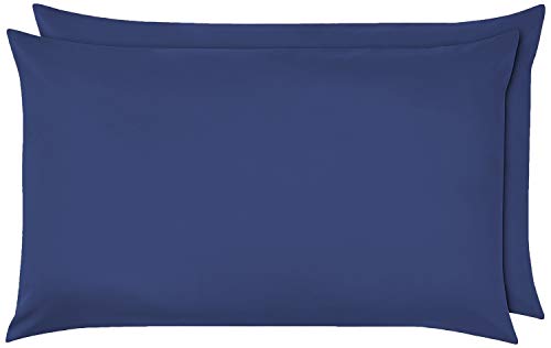 Luxury Percale Frilled Valance Fitted Sheets 14 Colours in, Single, Double, King, Super King (Pillowcase Pair, Navy)