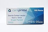 Tegcare Holzgriff Wattestäbchen Applikator Medical Tupfer Baumwolle Cotton Swab 15cm (Steril), 40 g, Blau, CSWABST