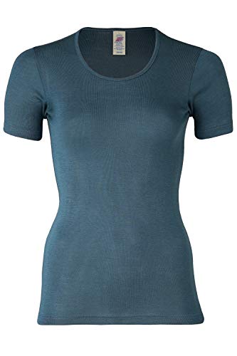 Women's Thermal Base Layer Top  Short Sleeve Moisture Wicking Merino Wool Silk Undershirt (EU 38-40 | Small, Atlantic)