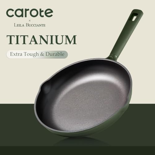 Image of CAROTE 49pcs Nonstick Cookware Set, Pots and Pans Set with Bakeware | Cooking Set with Silicone Lids, Ultra Durable, Easy Clean, Induction Compatible, Even Heating, with Knife Set, Green