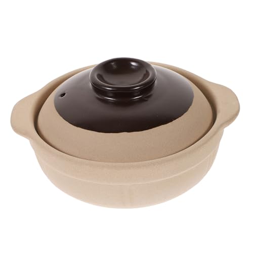 IWOWHERO Cazuela de Barro sin Esmalte para Cocina Olla de Barro Resistente Altas Temperaturas para Guisos Sopas y Arroz Cocido Abierto