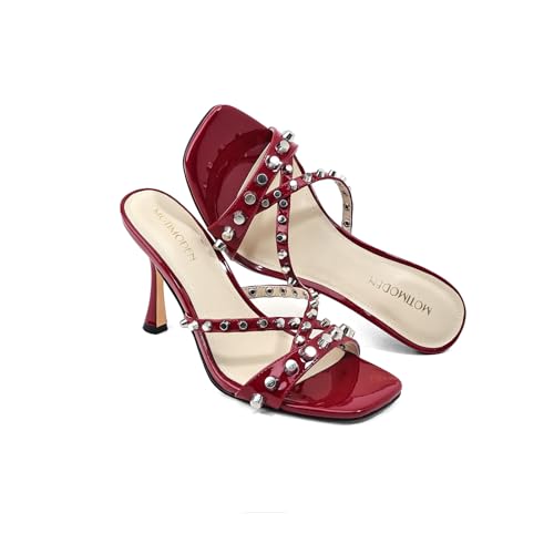 Image of Womens Heels Square Toe Heeled Sandals for Women Low Kitten Heels Sandals Open Toe Slip on Mule for Party Wedding Dress Shoes
