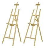 NOOGUI - Caballete Pintura - Altura Regulable hasta 150 cm - Trípode Estable con Refuerzo Metálico - Caballete Madera - Plegable y Fácil de Transportar - Niños y Adultos - Pack 2 unidades