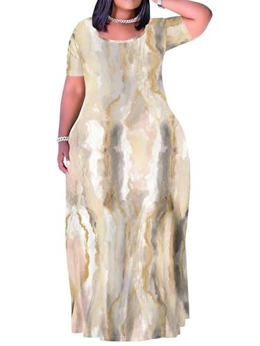 Image of Plus Size Maxi Dresses for Curvy Women T-Shirt Summer Sun Dresses Loose Fit