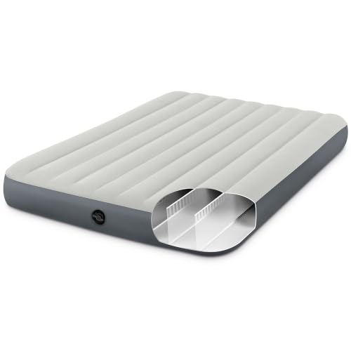 Image of Intex: Dura-Beam Airbed - Queen, Grey - 10 inch Single-High Inflatable Mattress, Fiber-Tech Construction, Velvety Sleep Surface, 80x60, 2 Person, 64103FL